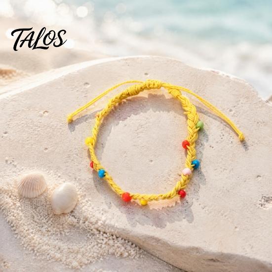 Colorful Summer Beach Accessories Handmade Braided Bracelet for Women, Bohemian Woven Wrist Rope Boho Style Jewelry with Rice Beads, Adjustable