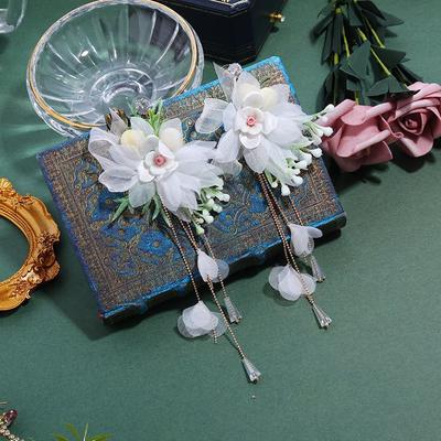 Beautiful Super Fairy Wind Flower Stud Earrings Femininity Long Vacation Travel Photo Bride Earrings Wedding Accessories