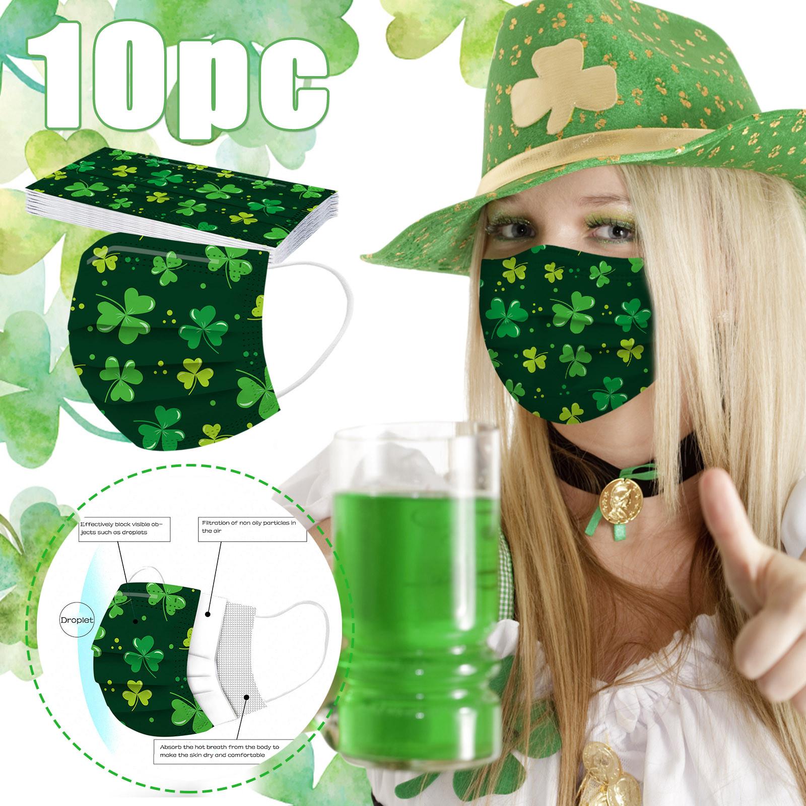 

St. Patrick s Day Disposable Face Mask For Adult Valentines Masks With Design Cute Paper Masks Full Face A зелёный