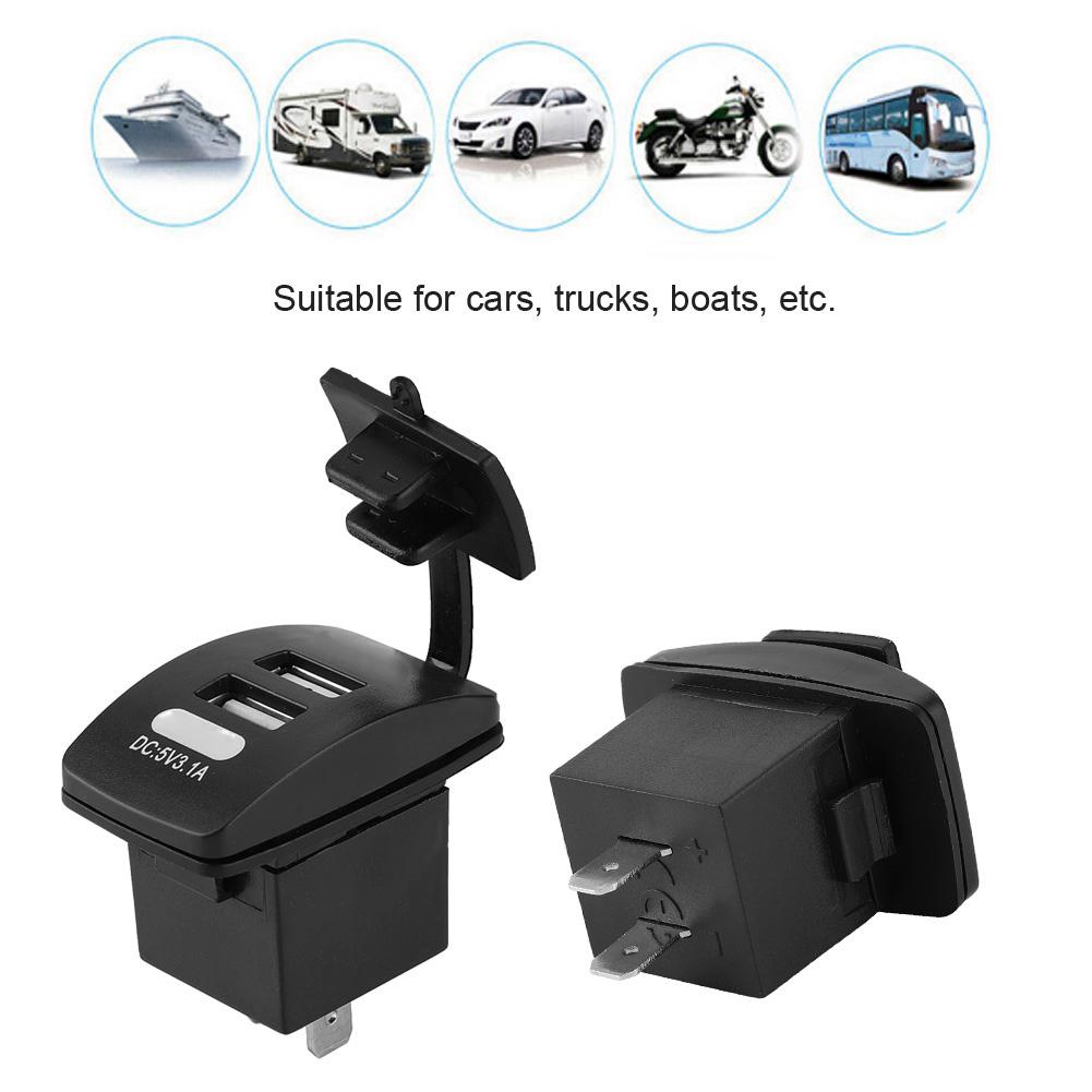 Waterproof Dual USB Charger Socket Power Outlet 3.1A for Car Boat Mobile