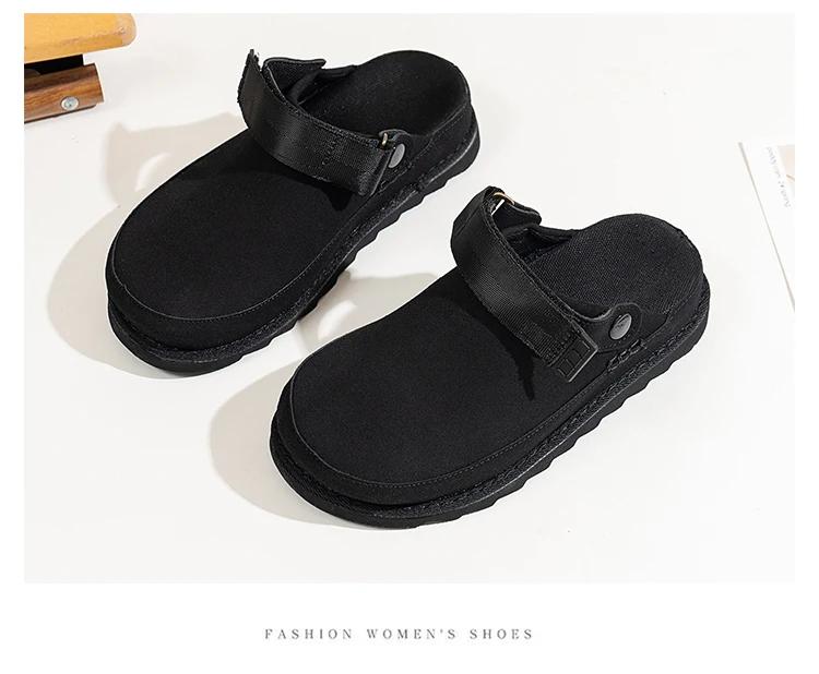 

Модные сандалии для женщин 2024 года, новые кожаные женские тапочки Baotou на мягкой подошве, модные дышащие повседневные удобные полуподдерживающие туфли 37 чёрный