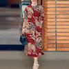 ZANZEA Women Casual Round Neck 3/4 Sleeve Loose Print Dress