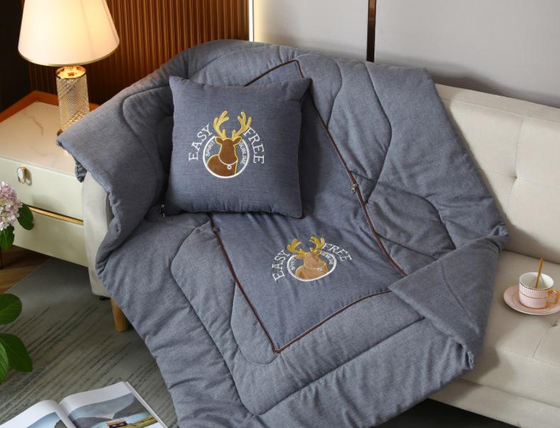 Four Seasons Pillow Blanket: Dual-Use Backrest Cushion for Car, Office & Bedside
