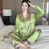 Rainbow Striped Pajamas Women'S Ins Wind Sweet Little Squirrel Ice Silk Thin High-End Loungewear Autumn Suit