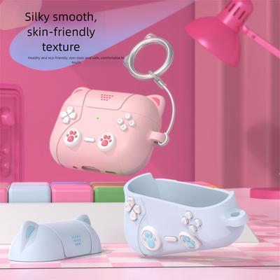 Silicone Earphone Case Cartoon Cat Ear Shockproof Bluetooth Earphone Storage Case Game Console Styling Anti-fall for Airpodspro3
