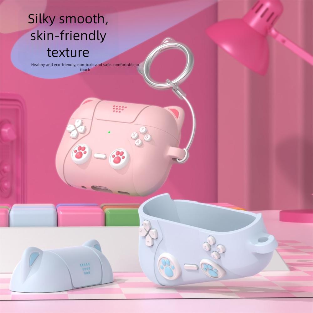 Silicone Earphone Case Cartoon Cat Ear Protective Shell for Airpodspro3 Earphone Accessories