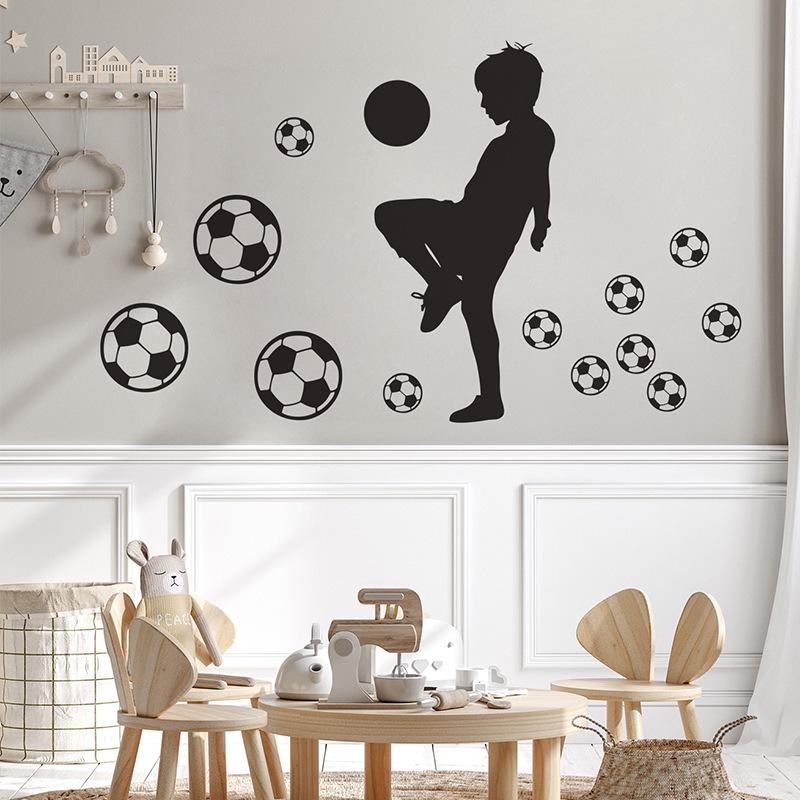 Self-Adhesive Wall Stickers for Kids' Room or Dorm: Football Theme Decor