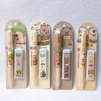 Kawaii Capybara Mechanical Pencil Set 0.5Mm Drawing Writing Pencils Cartoon Stationery School Office Supplies Children'S Gift