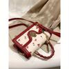 Fashionable High-End Pu Tote Bag With Versatile Square Shape And Cute Cherry Print, Perfect For Shopping, Dating Or Cross-Body For Girls