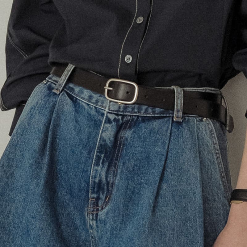 

TILLIDIE Современный ремень из итальянской кожи с квадратной пряжкой [2 цвета] BLACK_FREE