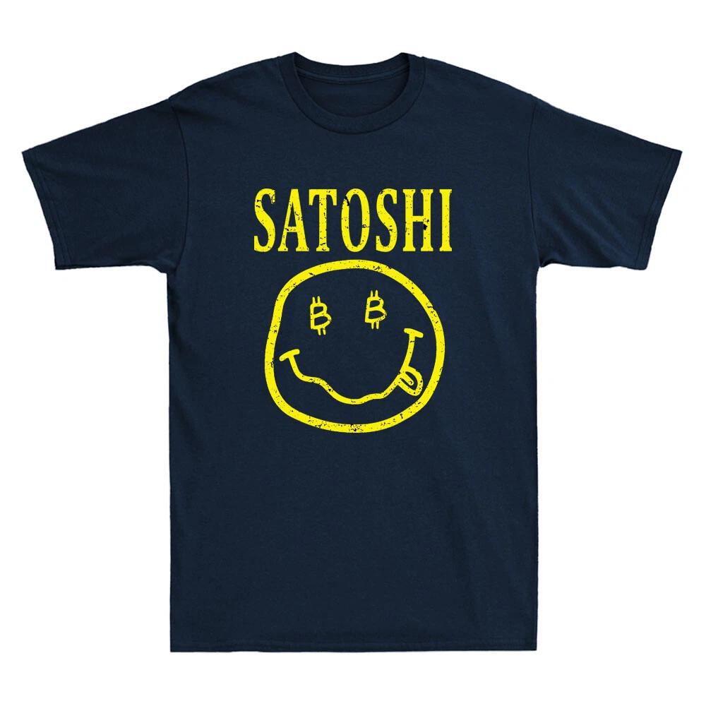 Men s and Women s T-shirts Satoshi Yellow Smile Face Funny Parody Meme Vintage XXXXL