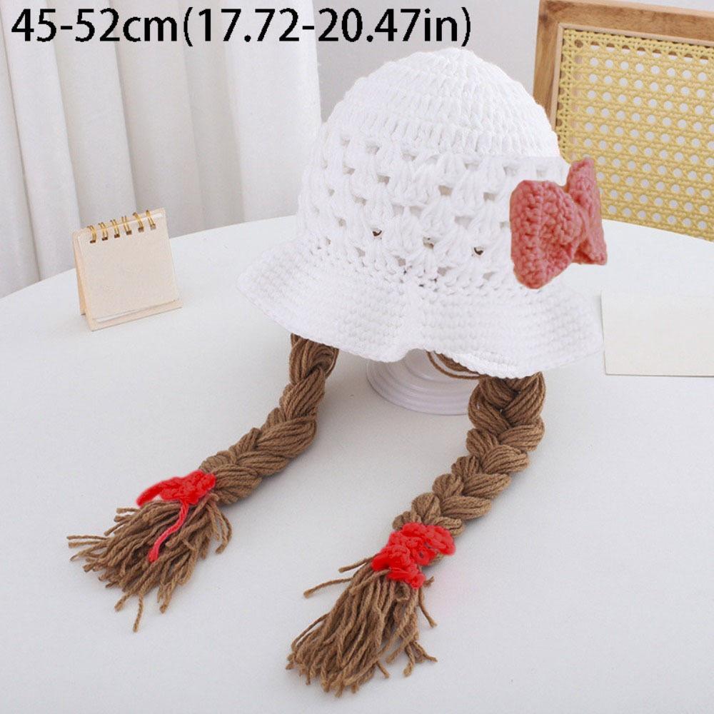 Handmade Knitted Kids Wool Cap Pink Bow Photoshoot Kids Wool Cap Crochet Hat Caps  Bebe Photography