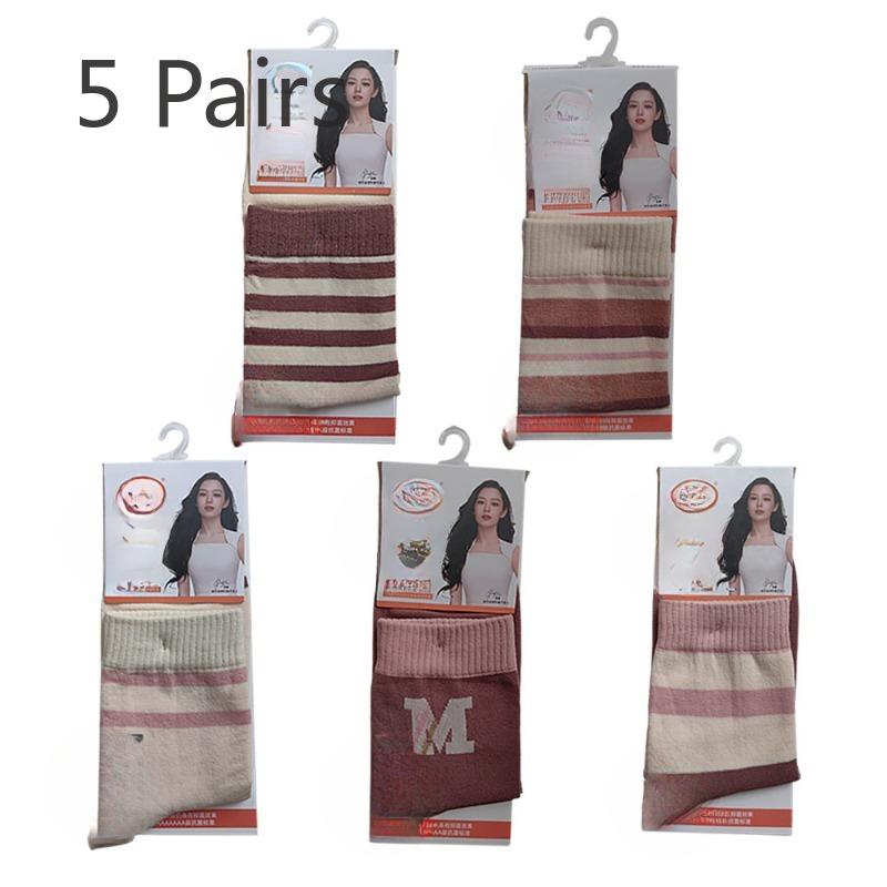 

5 пар осенних длинных хлопковых носков для девочек 7A с бактериостатическим и дезодорирующим эффектом 5 Pairs