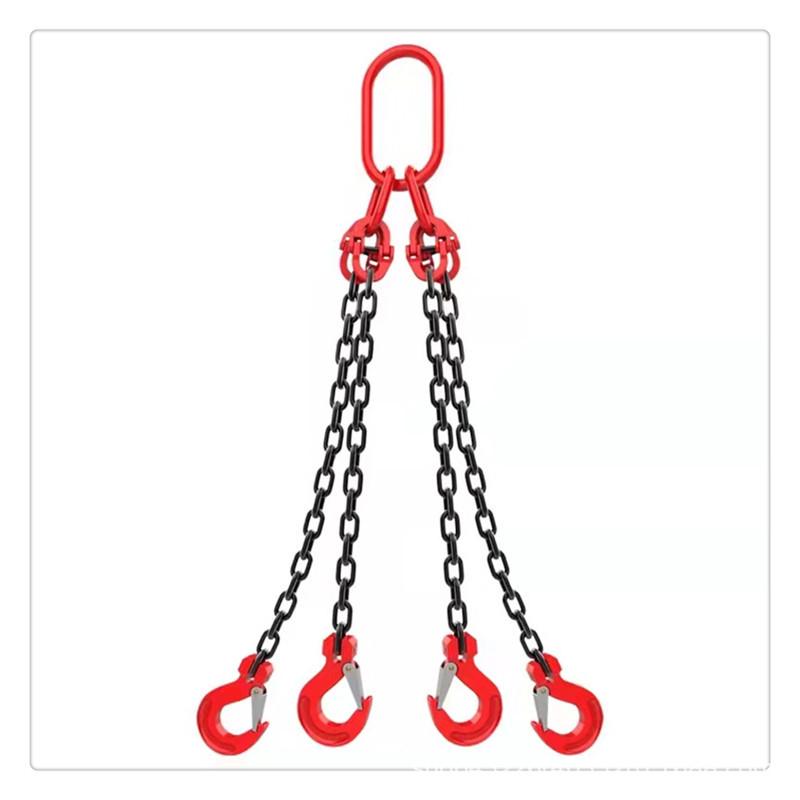 Lifting Chain Sling Set with Four Legs and Two Hooks - Grade 80 Manganese Steel Rigging