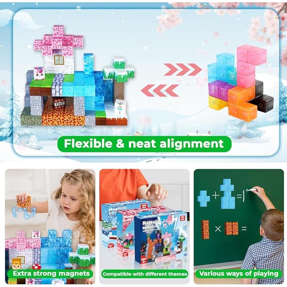150 Stück Magnetische Bausteine Montessori Konstruktor Bausteine Set, Premium Pädagogisches Kinderspielzeug Geschenk für Weihnachten Geburtstag