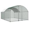 Pollaio in Metallo, 3x4x2 m Grande Gabbia per Galline Walk-in con Copertura, Recinto per Galline con Tetto a Cupola e Serratura di Sicurezza, Gabbia da Esterno per Anatre e Conigli