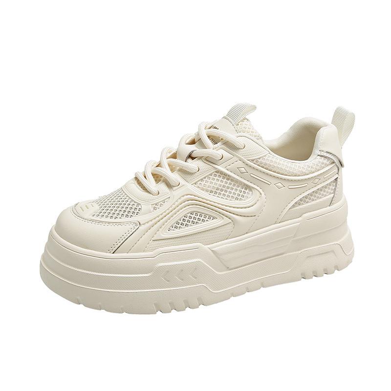

New muffin thicksoled inner heightincreasing women s shoes, autumn mesh breathable thin little white shoes, casual sports board shoes 35