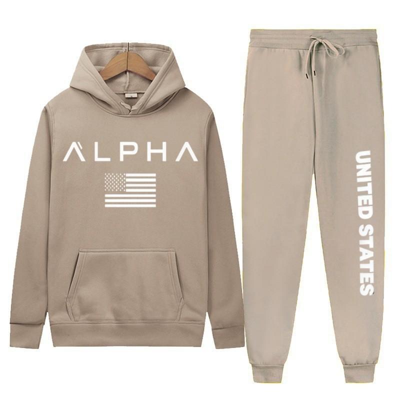 New letter printing two-piece hooded sweater autumn and winter men's casual sports hoodie men's