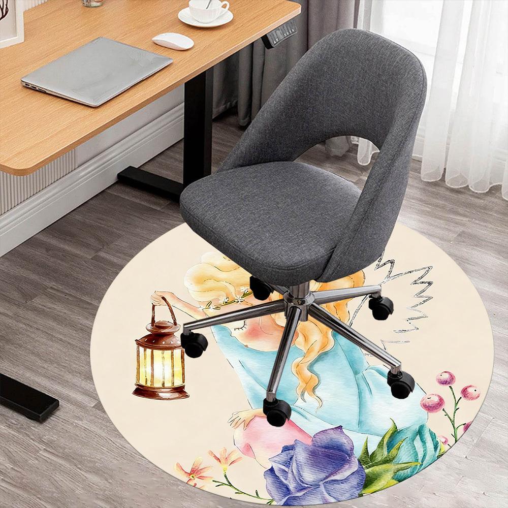 

1pc fairy lantern Round Chair mat office Area Rug - Non-Slip, Floor Mat for Office, Bedroom, and Indoor Decor p127225 80cm by 80cm