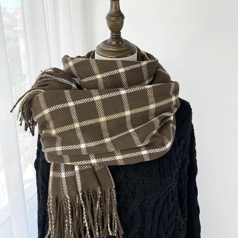 Women Imitation Cashmere Plaid Scarf Women's Autumn and Winter Fashion Shawl Winter Thickened Cold-proof and Warm Scarf