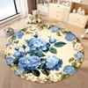 Free Shipping Round Floral Carpet with Blue Roses for Elegant Living Spaces Round Carpet for Home Sofa Bedroom,gift