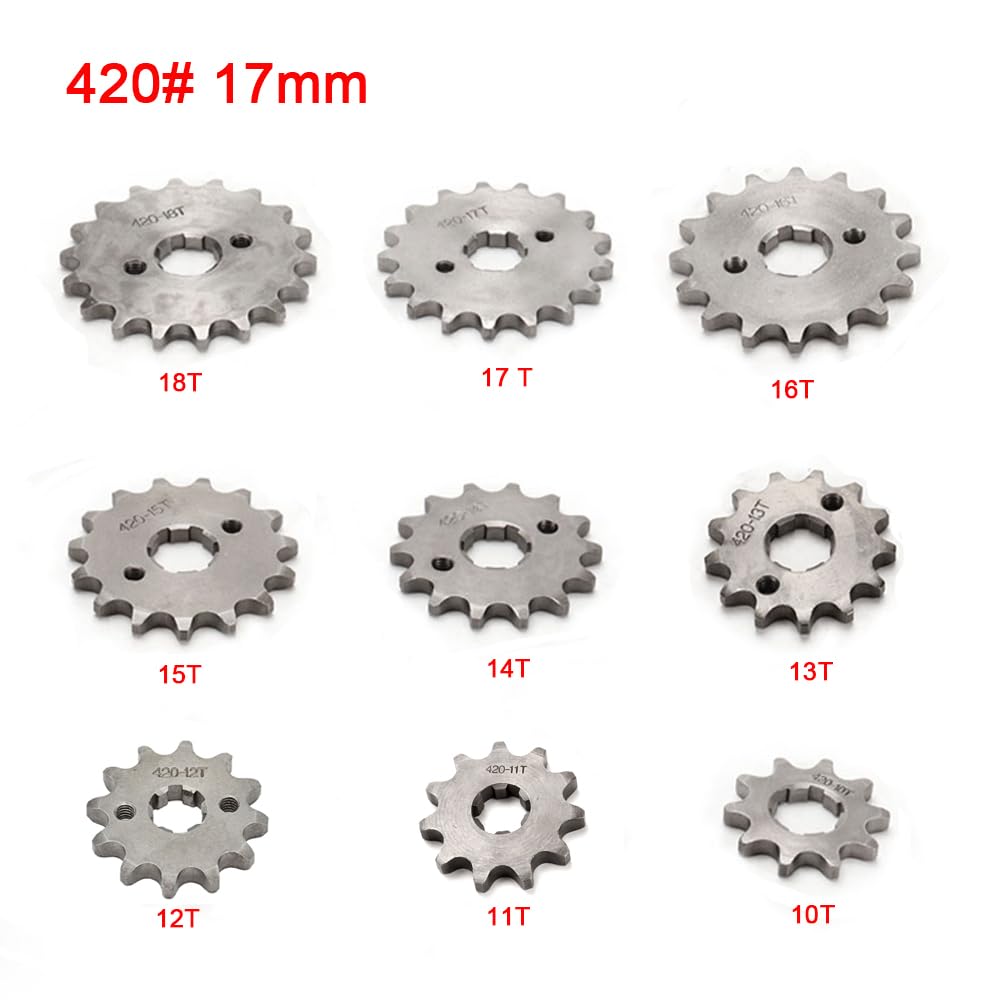 420 14T 17mm Chain Sprocket with Retainer Plate Motorcycle Front Sprocket Gear fits for 50cc 70cc 90cc 110cc 125cc 140cc 160cc Engine Pit Dirt Mini