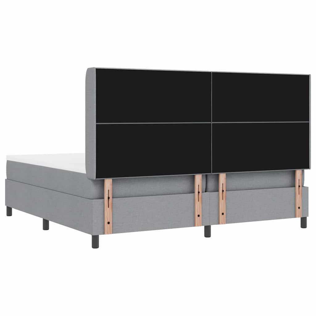 Box Spring Bed with Pillows Light Gray 200 x 200 cm Fabric