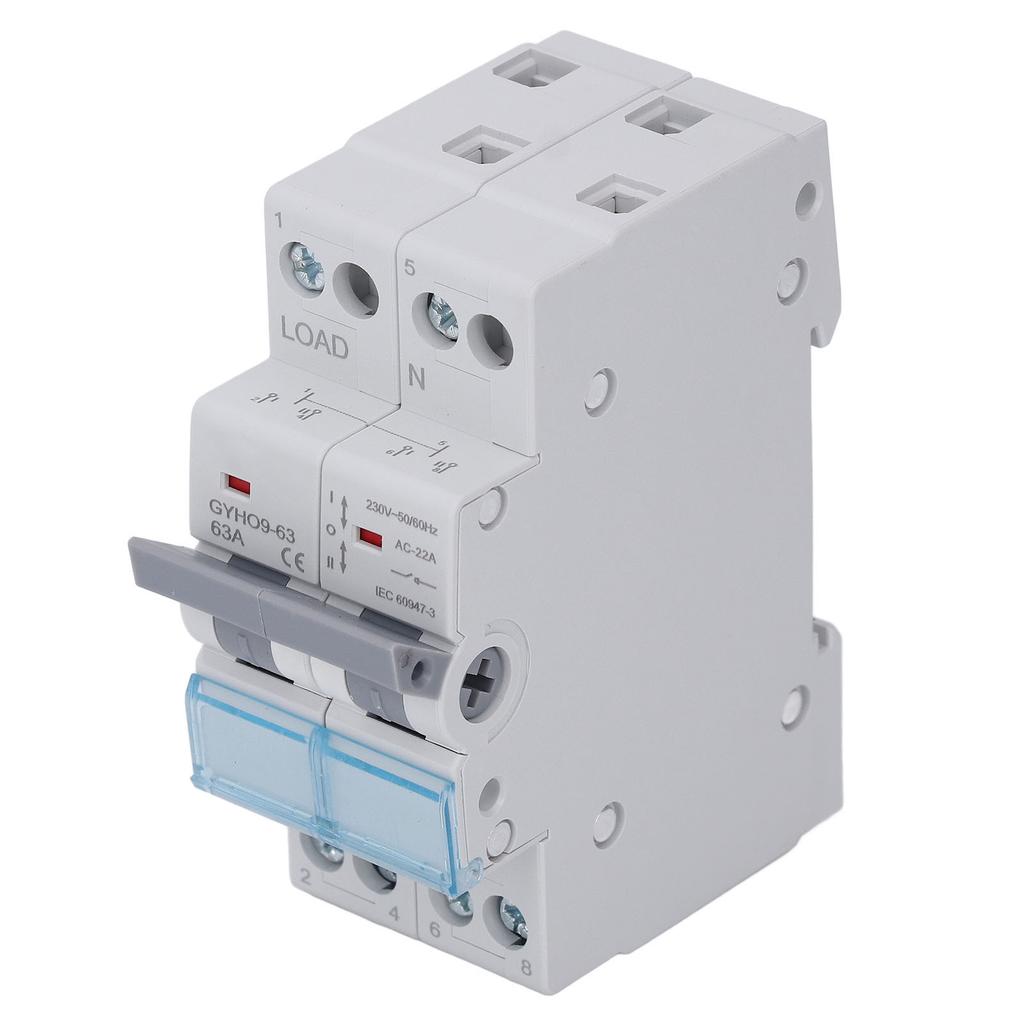 Manual Transfer Switch 2P 63A DIN35mm Rail Mount Double Power Generator Transfer Switch