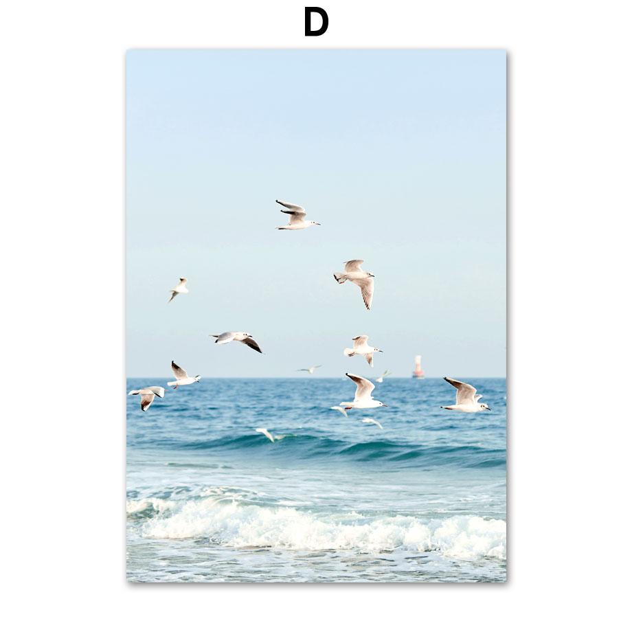 Summer Sea Ocean Beach Landscape Nature Wall Art Canvas - Modern Simple Nordic Style Bedroom Poster Print