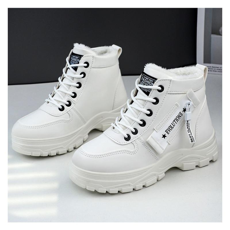 Damen Winter Fleece gefütterte Knöchel Martin Stiefel, Schnürung Dicke Weiche Sohle Mode Stiefel