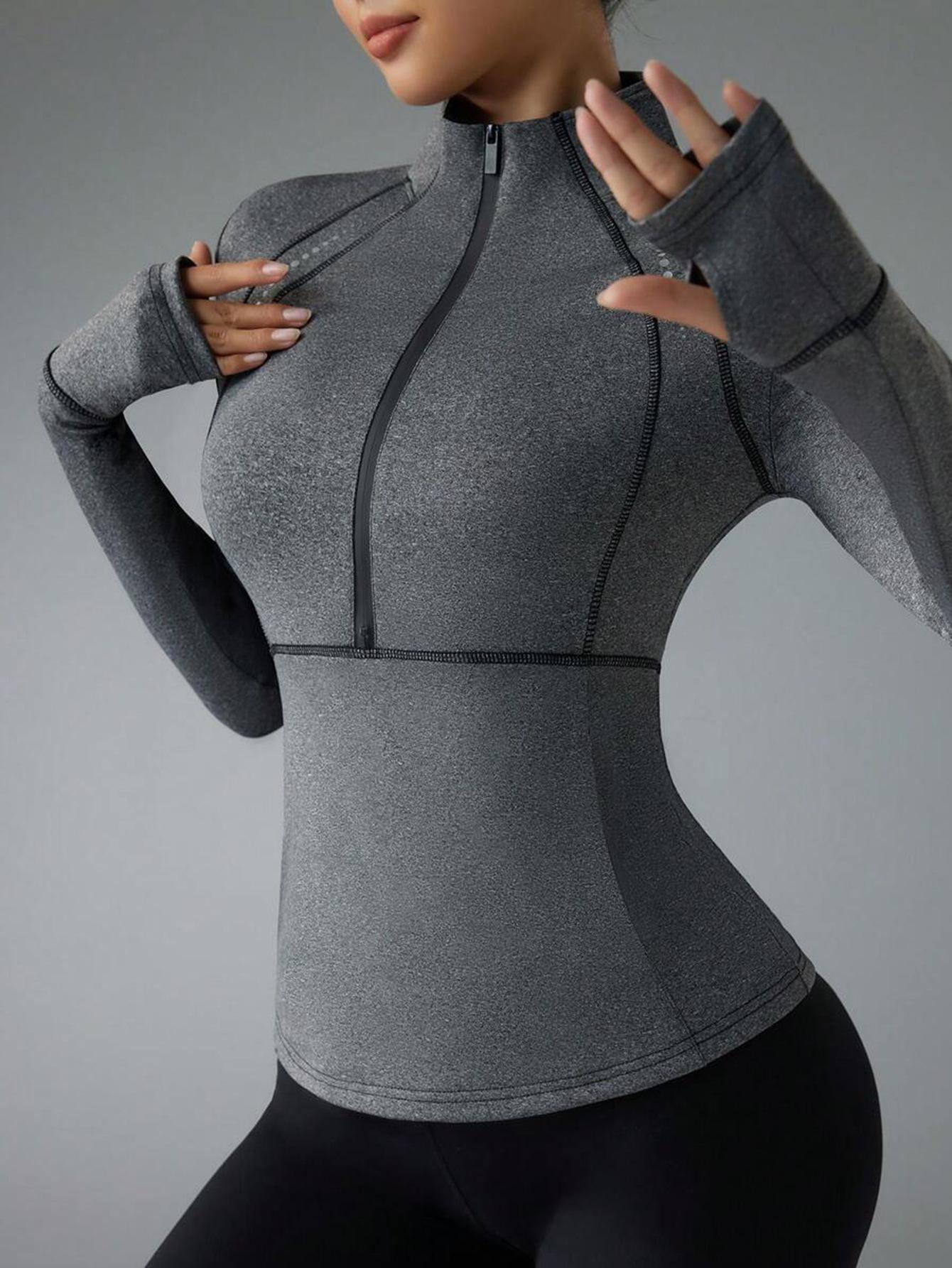 Женский светоотражающий облегающий топ для йоги с отверстиями для больших пальцев S