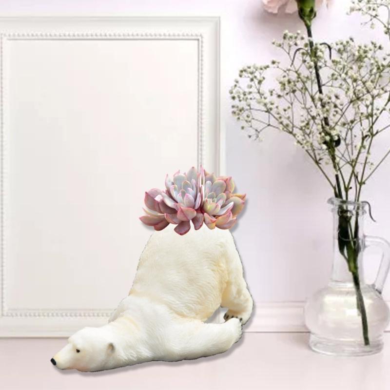 Arctic Bear Shaped  Planter Vase Moulds Cements Mould Silicone Material for Hand-Making Succulent Plant Flowerpots