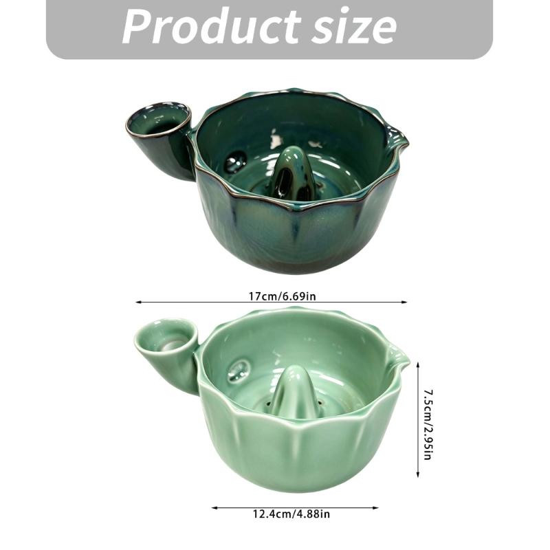 Small Produce Washing Bowl with Glazed Body, Center Water Guide and Drain Holes for Daily Kitchen Serving Use Often