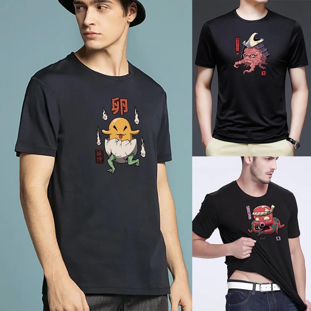 Summer Short Sleeve Cute Print Clothing Men's Round Neck T-Shirt Harajuku Tees Slim Soft Pullover Hip Hop Streetwear Top