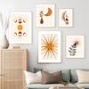 Abstract Geometric Wall Art Canvas Painting Mountain Sun Moon Leaf Poster Orange Prints for Living Room Home Decoration Pictures
