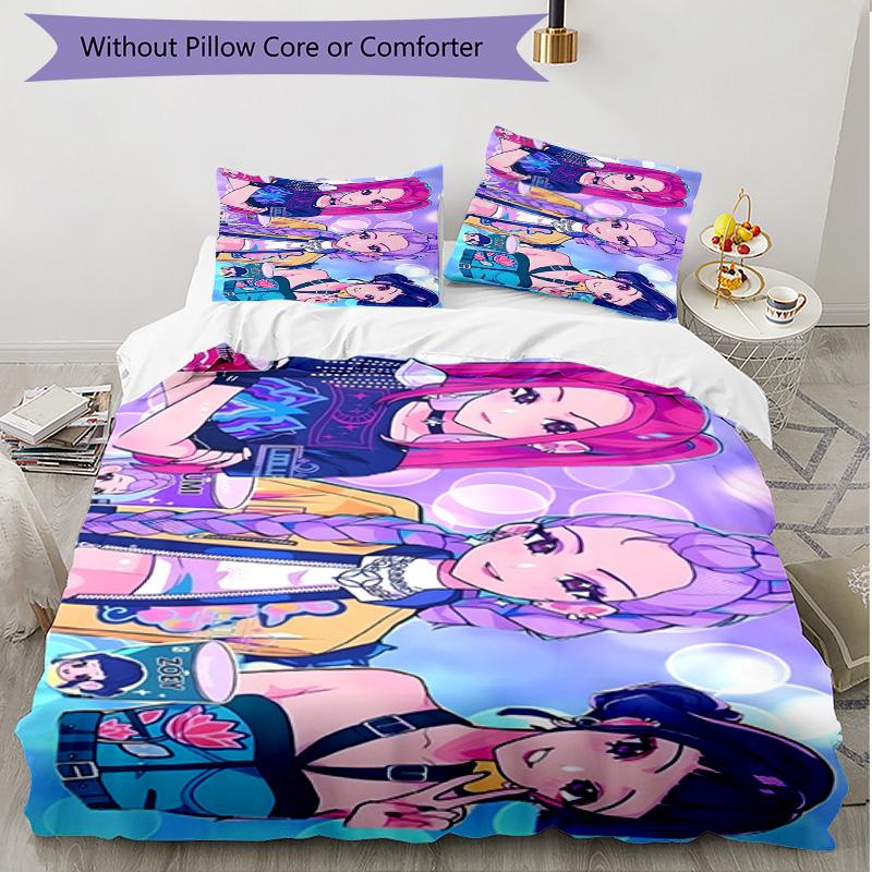 3pcs Duvet Cover Set (1*Duvet Cover + 2*Pillowcase, Without Core), KPop Demon Hunters Print Soft All‑Season Bedding Set, Home Bedroom Decor Gift