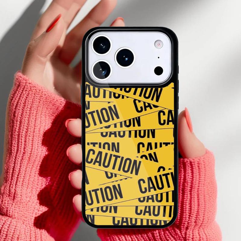Caution Yellow Phone Case for iPhone 17 16 15 14 13 Pro Max Back Cover for 12 11 Pro Coque
