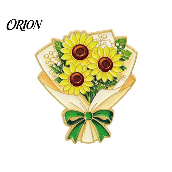 Delicate Metal Badge Bouquet Brooch Pin for Women, Enamel Romantic Flower Jewelry, Durable Sophisticated Coat Accessory Zinc Alloy Floral Lapel Coats