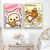 Uroczy Kreskówkowy Anime Rilakkuma Klasyczny Plakat HD 4K Samoprzylepny Druk na Ścianę Wodoodporny Wystrój Estetyczny do Domu Salonu Sypialni Baru