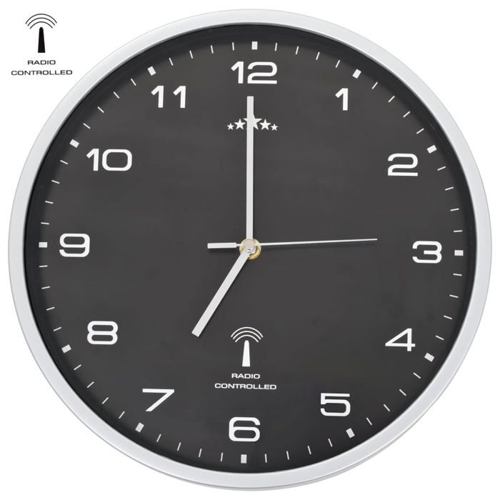 VidaXL Horloge Murale Radioguidée avec Mouvement à Quartz Noir Cuisine Salon 50618
