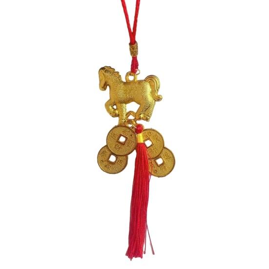 Chinese New Year Decorations 2026 Year of Horse Lucky Feng Shui Charm Zodiac Horse Hanging Tassel Pendant for Fortune Wealth Success Home Car Bonsai