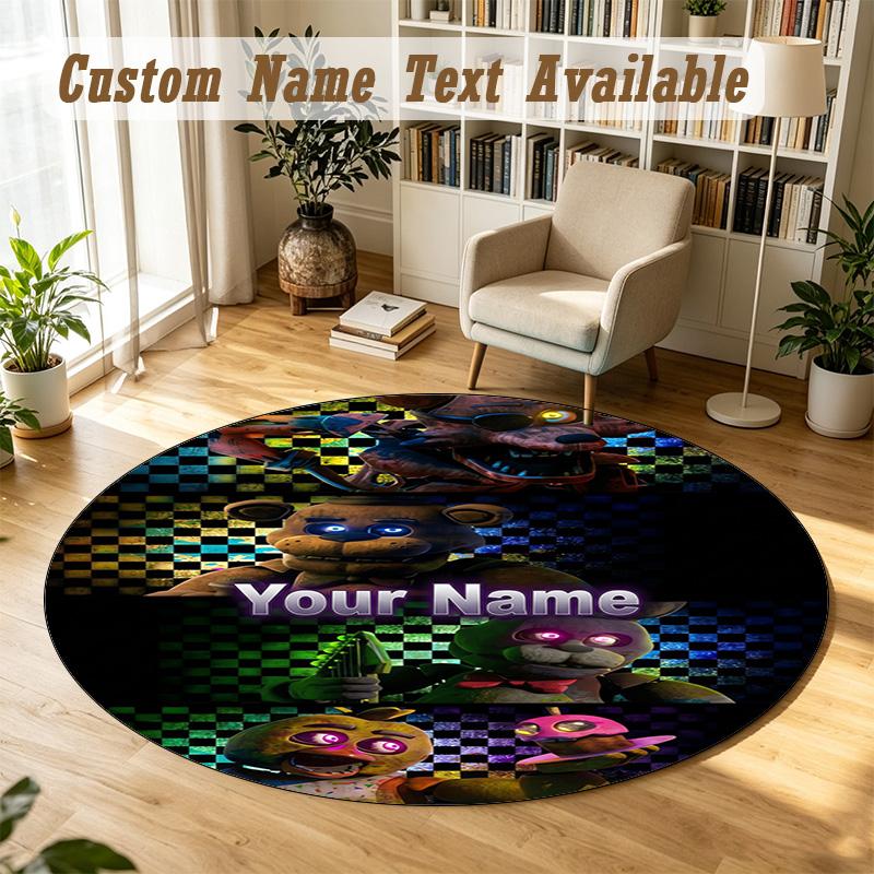 Round Rug Custom NameFive Nights at Freddy’s Pattern Non Slip Carpet Home Floor Decor