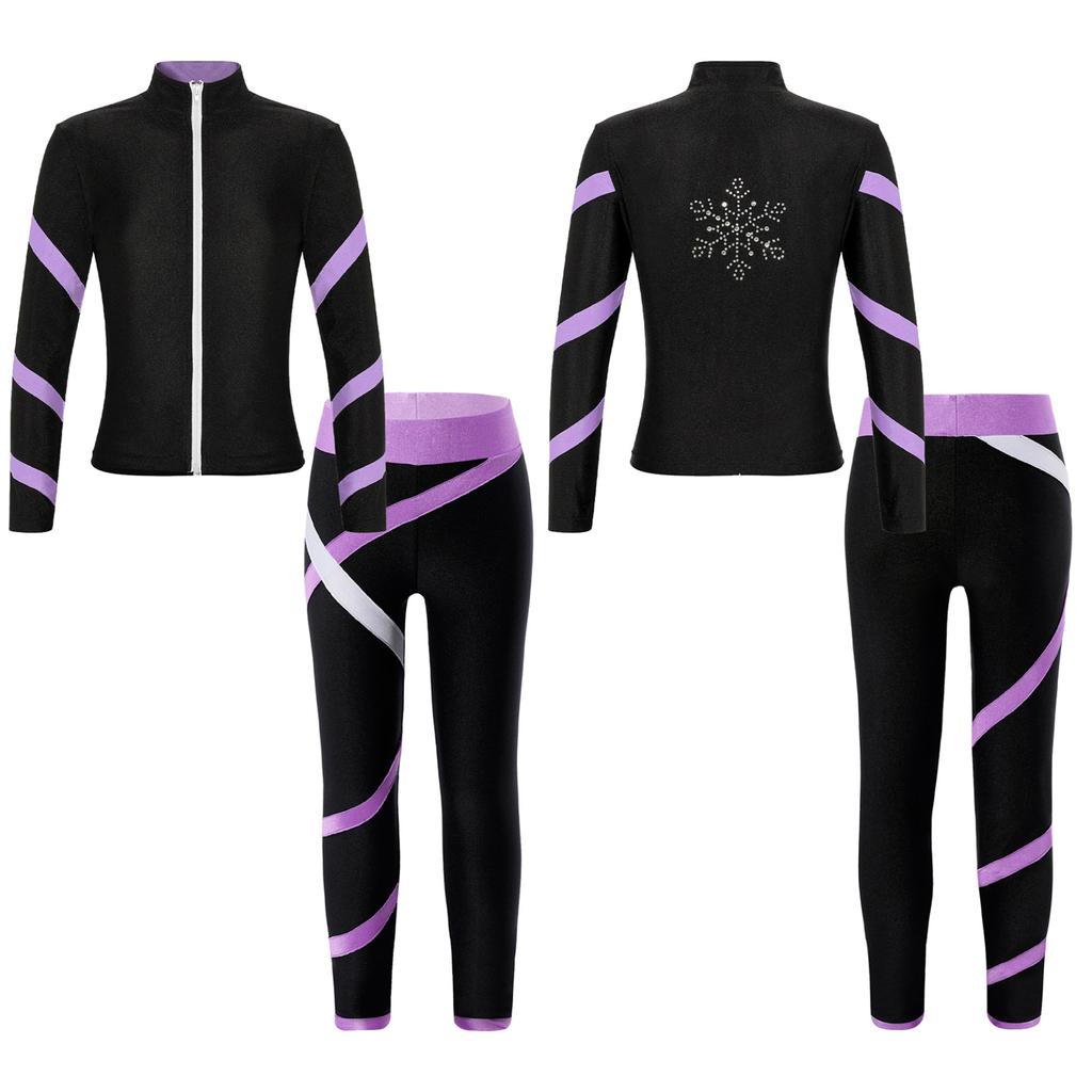 Dětské Dívčí Kontrastní barva Proužek Sportovní oblek Zip Stojánek Límec Dlouhý rukáv Mikina Legíny pro cvičení jógy Běh Bruslení
