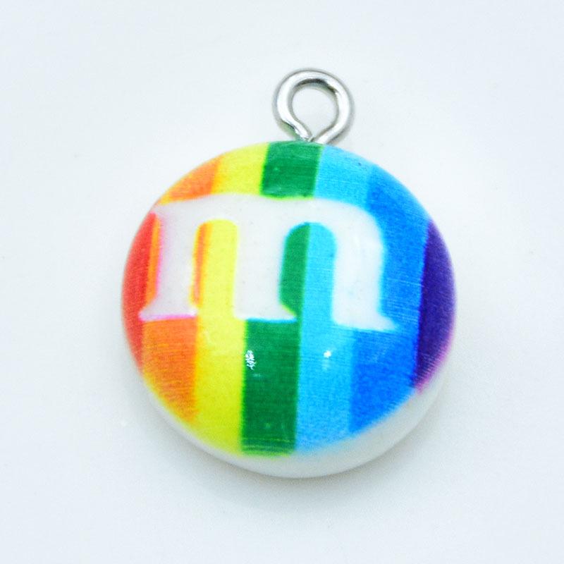 Cartoon Resin Expression Keychain Pendant with Chocolate Bean Candy - DIY Jewelry Accessory