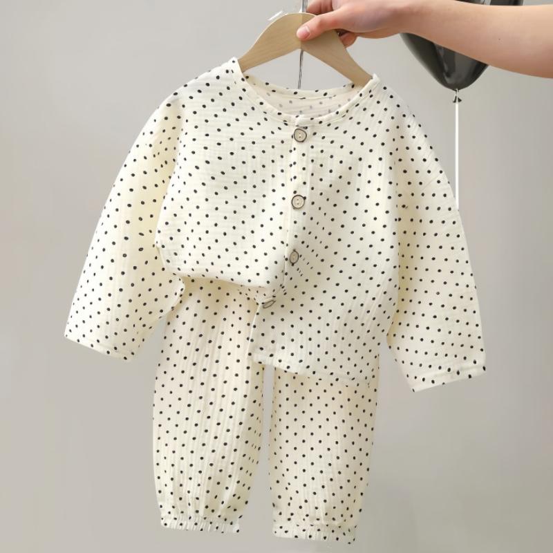

2 шт./компл. Костюм для хлопчиків та дівчаток, дитячий одяг з муслінової бавовни, піжамний комплект для сну, дитяча піжама з довгими рукавами, верх+штани, домашній одяг 90