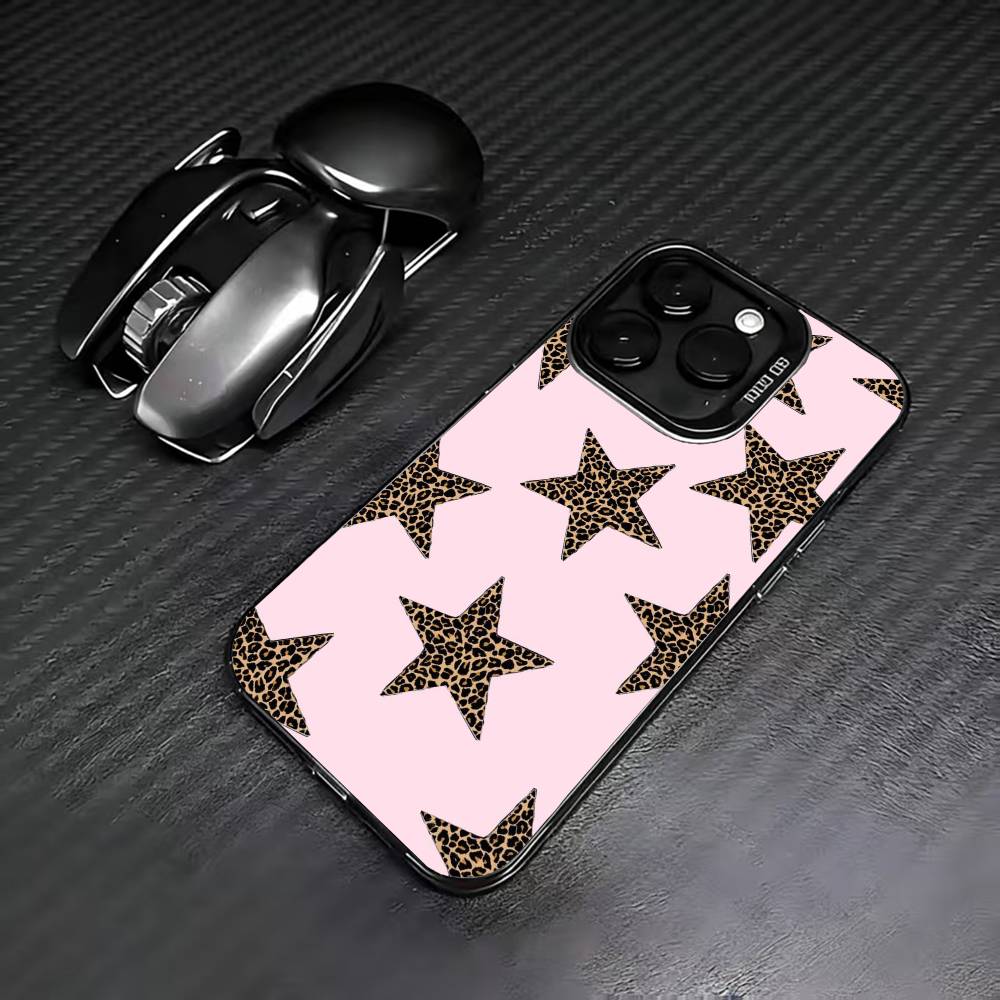B-Schwarz L-Leopard P-Muster S-Stern Handyhülle Für iPhone 17,16,15,14,13,12,11 Plus,Pro Max,XS,Farbig Versilberte Innenabdeckung