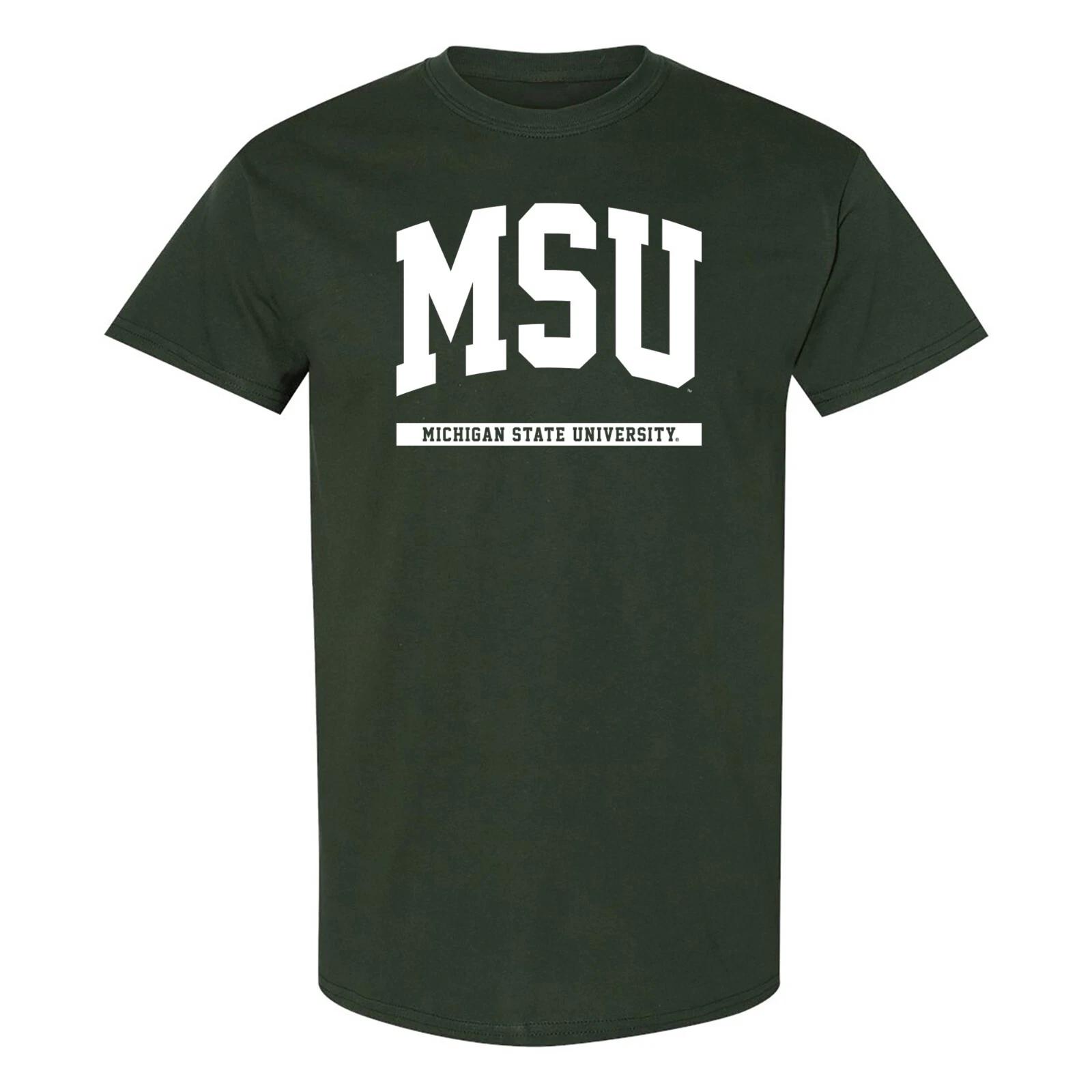 Michigan State Spartans Initial Arch - NCAA University Short Sleeve T-Shirt L