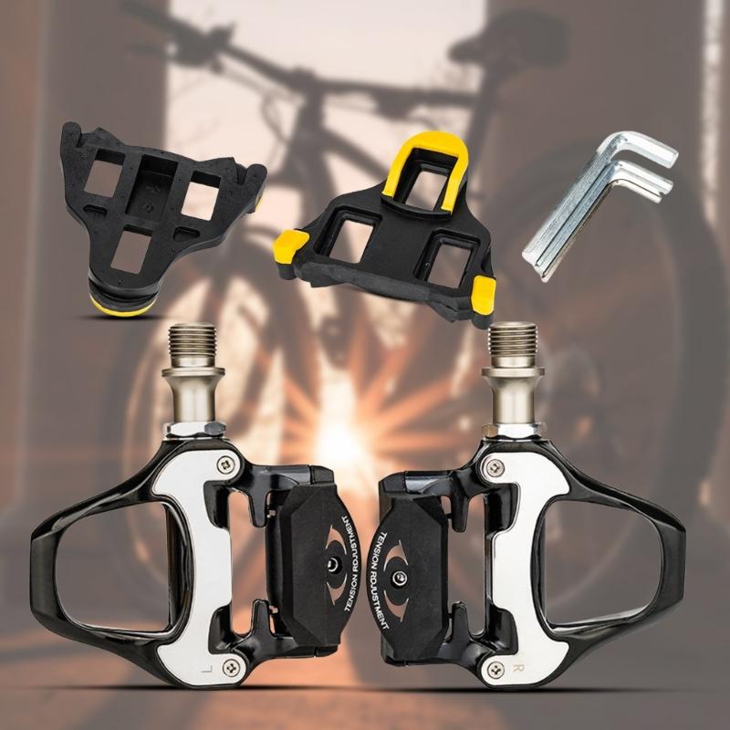 Light weight Clipless Bicycles Pedals with Cleats Universals Road Bike Cycling Pedals Bicycles Locking Pedals Easy to Use