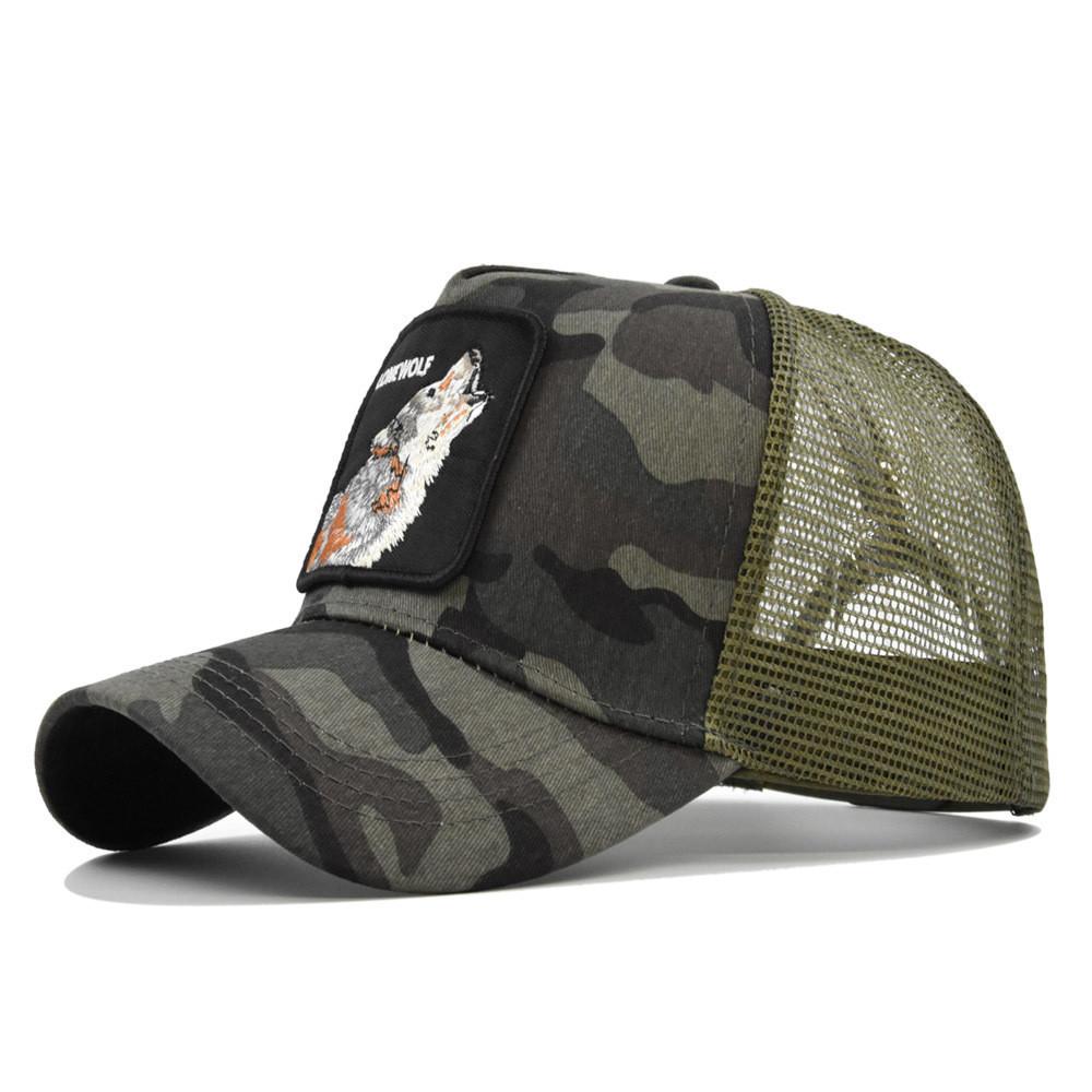 

Baseball Embroidered Animal Cap Wolf Pattern Mesh Cap In A Variety Colors Of Camo A