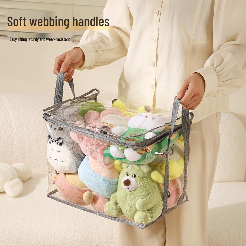 Transparent Plush Toy Storage Box for Dolls & Books, Large Capacity, Waterproof